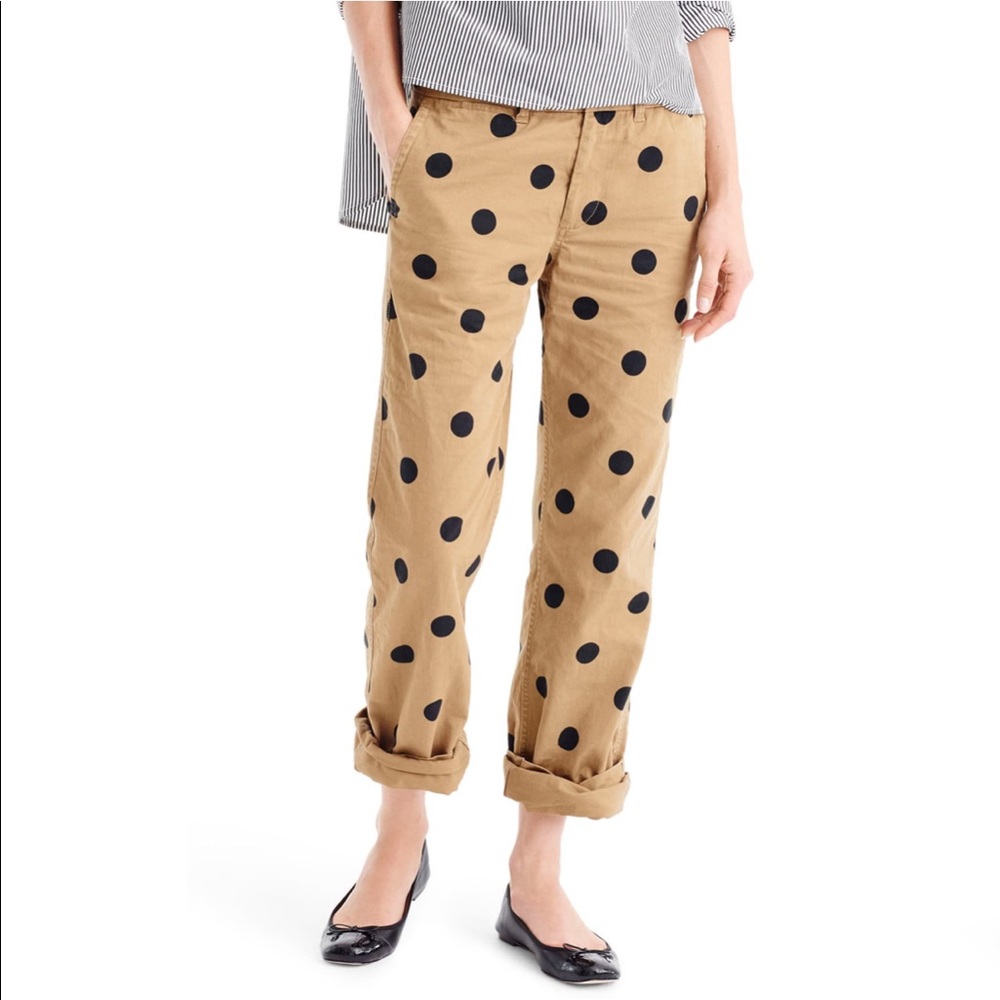 J.Crew Boyfriend Chino Pant in Polka Dot